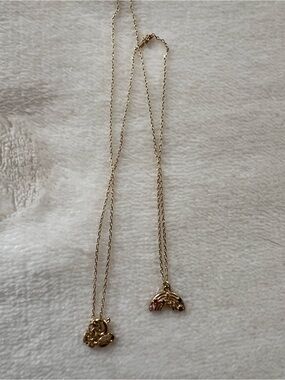 14karat solid Gold Rainbow Pendant Necklace with Multi-Color Stones